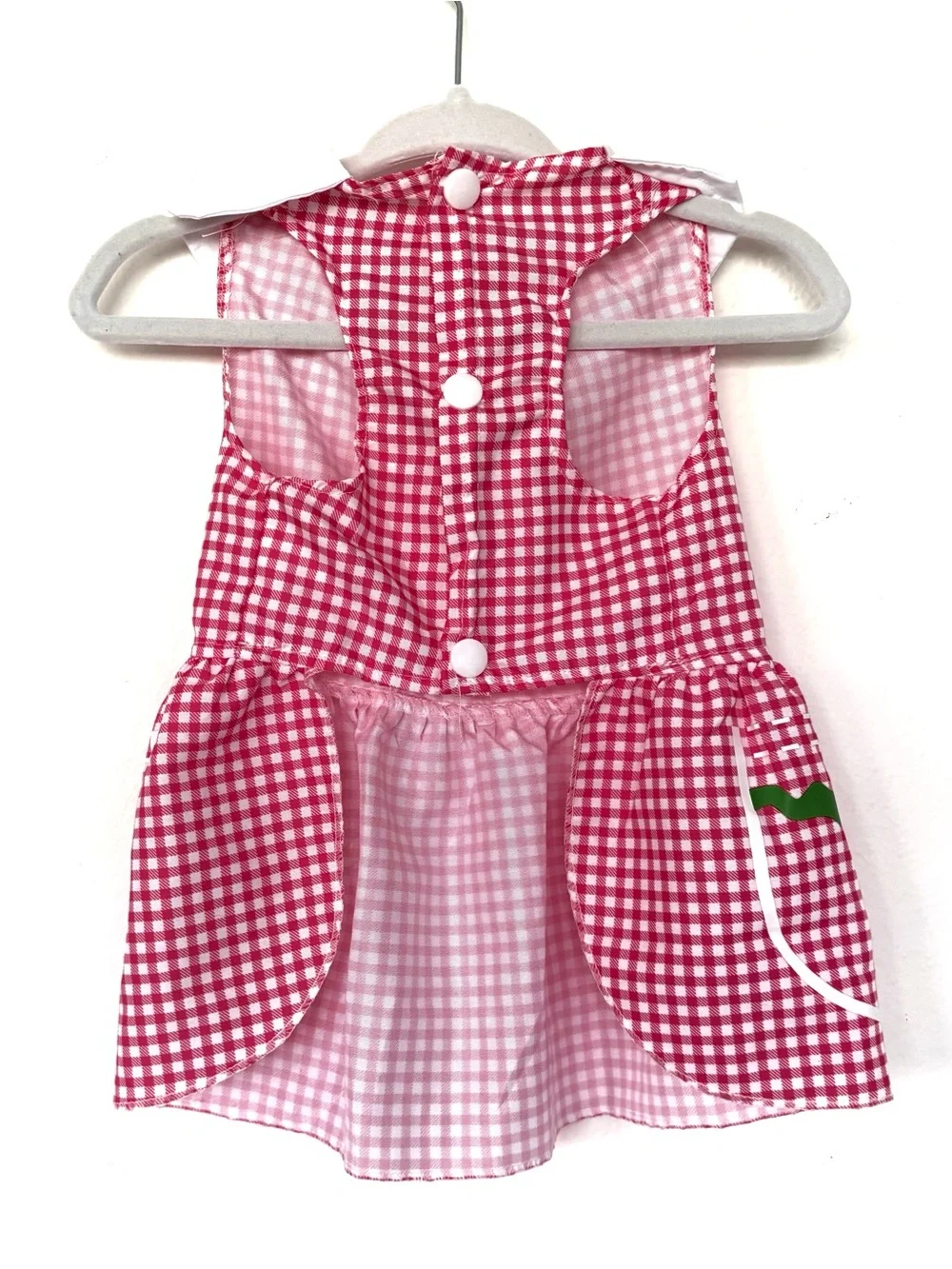 Dog Red Gingham Dress with White Collar